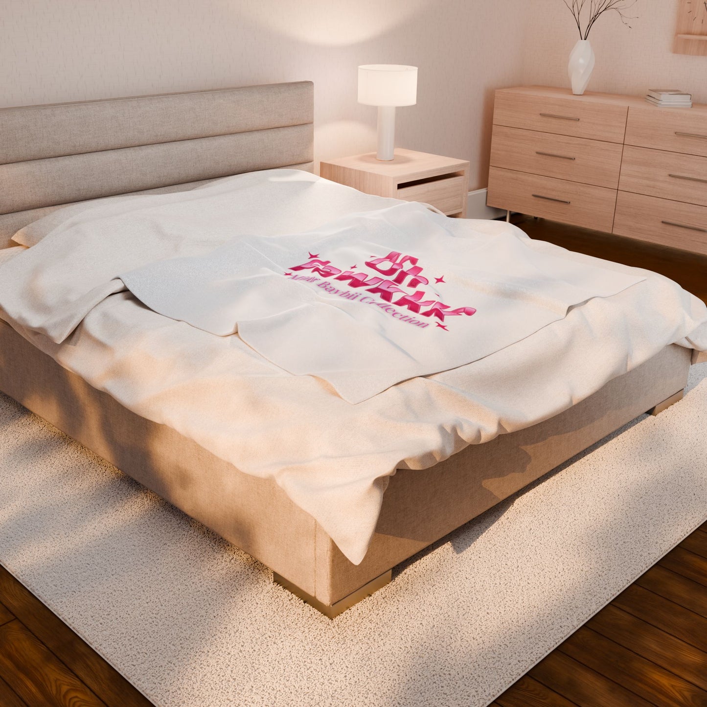MiMi Baybii Collection - Pink & White Plush Blanket — "Oh Fawkkk" Edition Velvet Throw