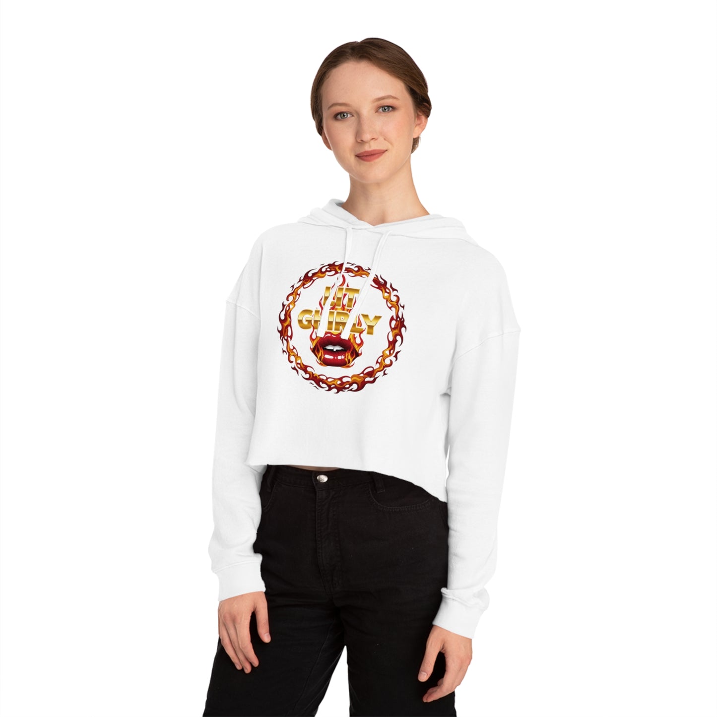 Lit Ghirly Collection - Lit Ghirly Cropped Hoodie — "Too Hot to Handle" Graphic Women’s Sweatshirt