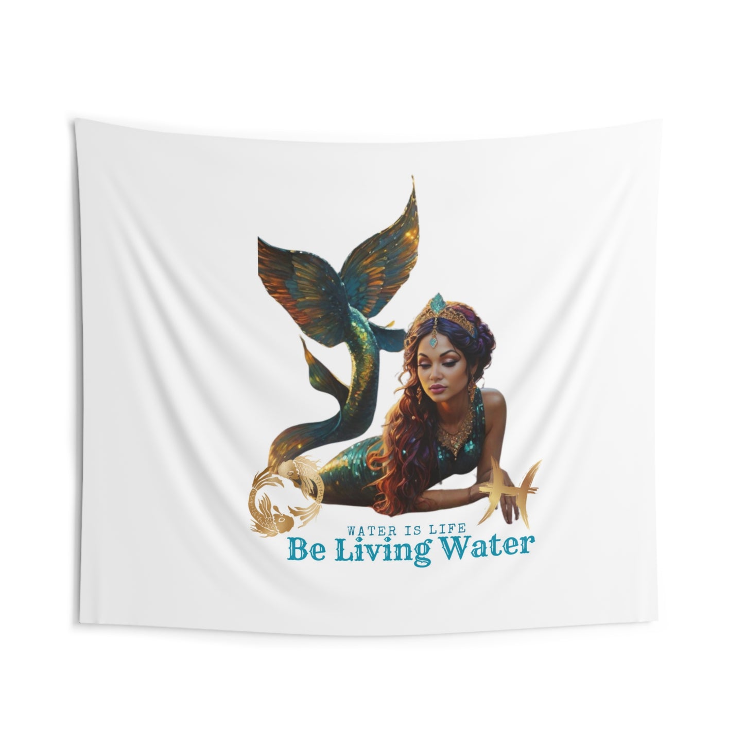 Mermaid Goddess Tapestry — "Be Living Water" Inspirational Wall Art
