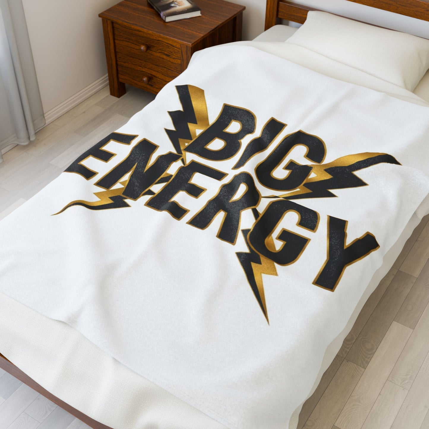 Big Energy Velvet Plush Blanket — Gold Lightning Cozy Throw for Gifts & Home