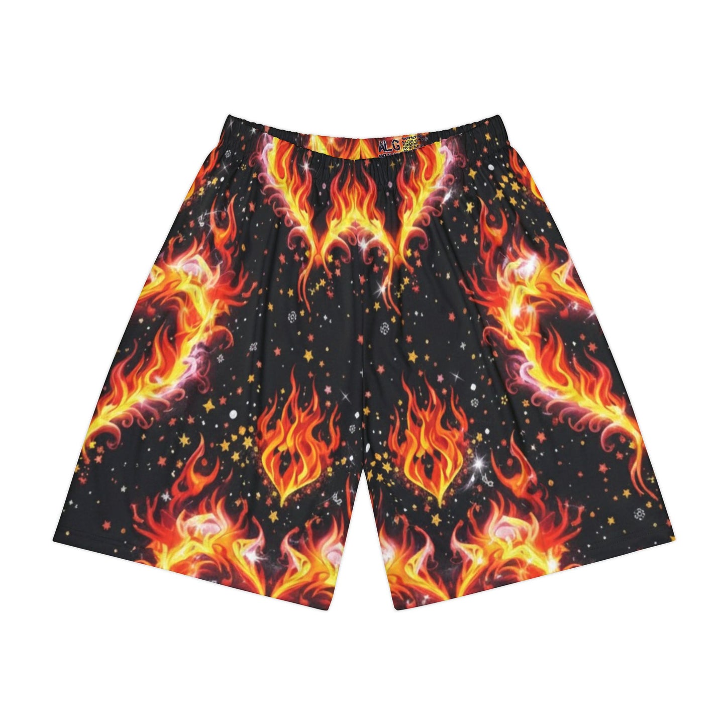 Lit Ghirly Collection - Heart of Flame Print Shorts — Men’s Athletic Basketball Shorts