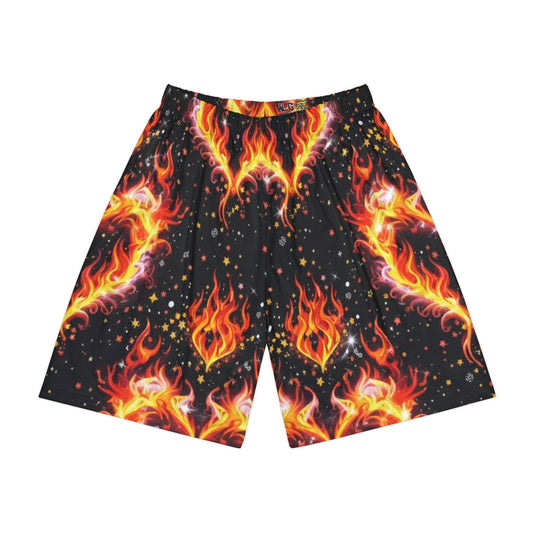Lit Ghirly Collection - Heart of Flame Print Shorts — Men’s Athletic Basketball Shorts