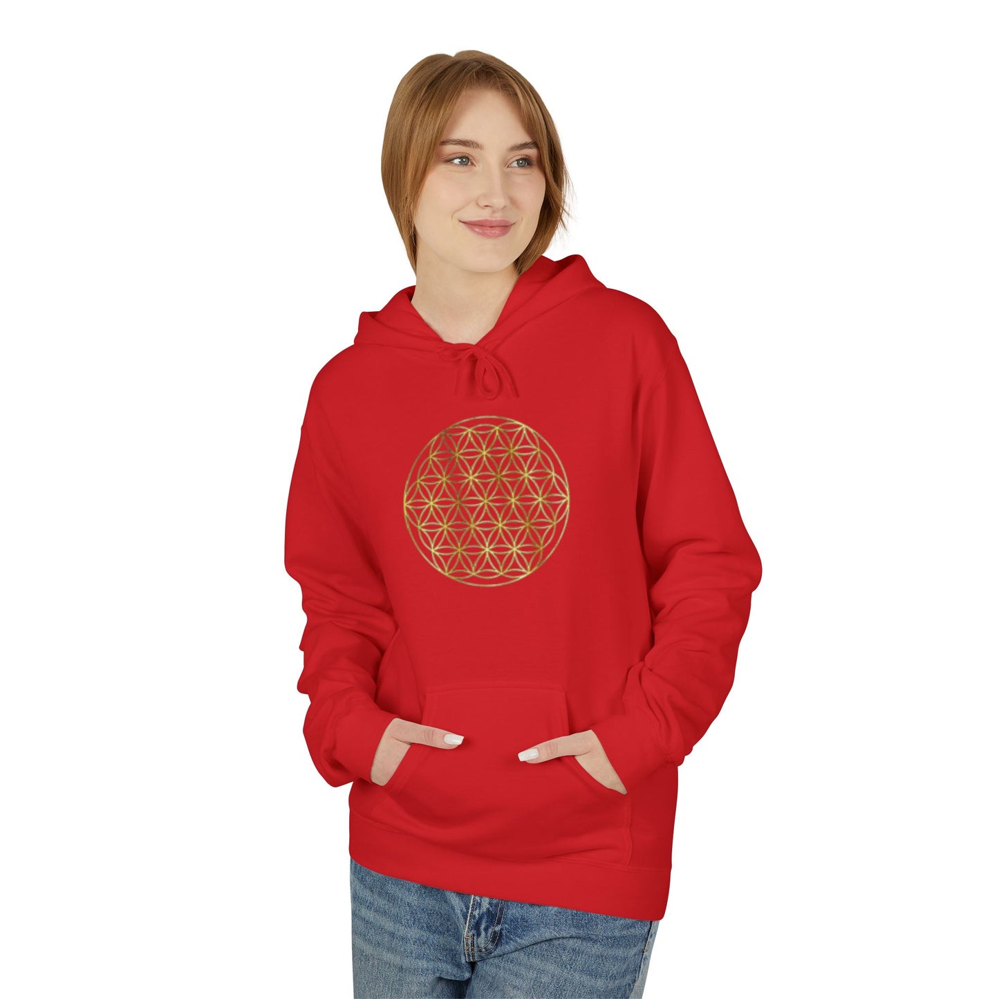Big Energy Hoodie — Golden Flower of Life Spiritual Graphic Sweatshirt