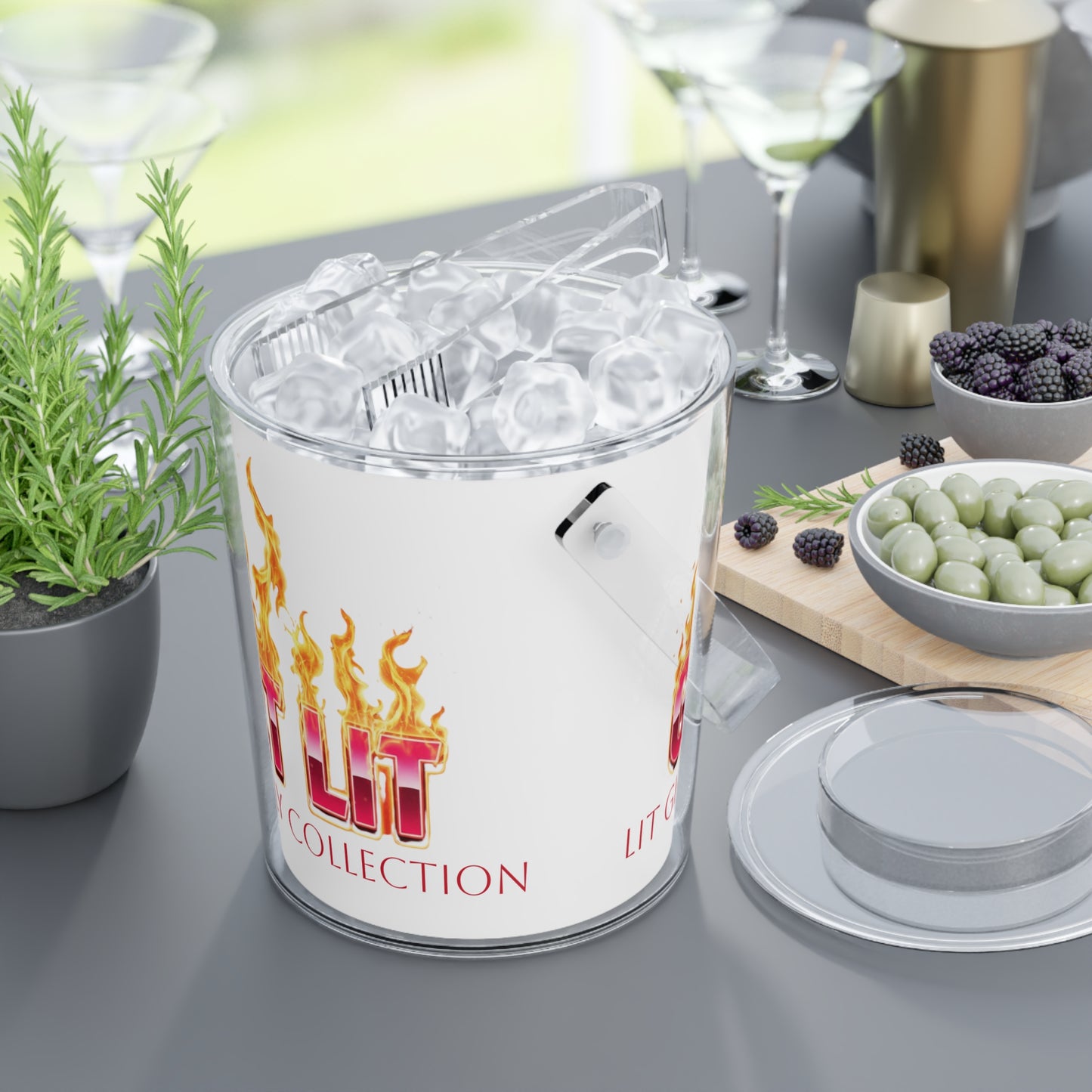 Lit Ghirly Collection - Lit Ice Bucket - "Get Lit" Party Ice Bucket with Tongs