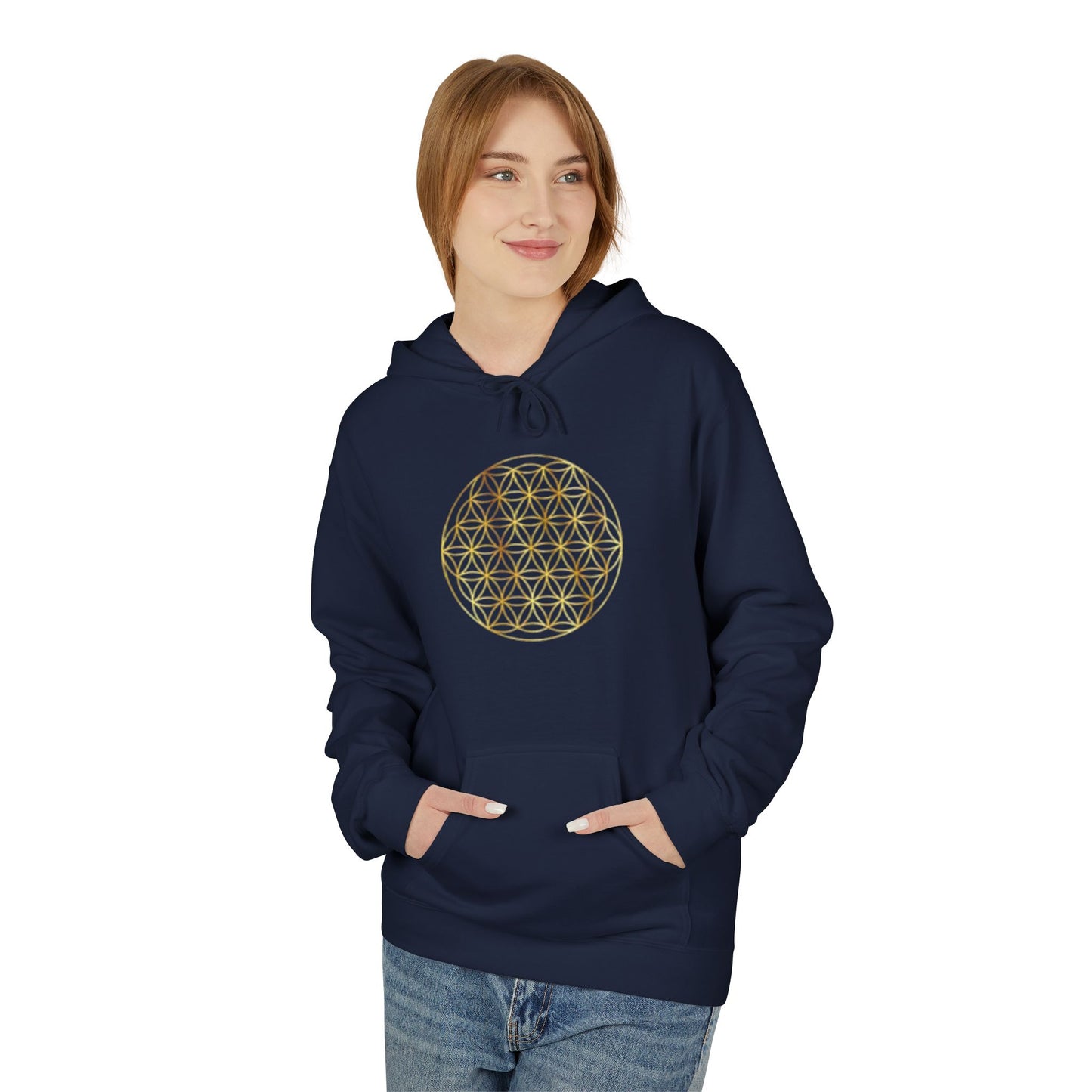 Big Energy Hoodie — Golden Flower of Life Spiritual Graphic Sweatshirt
