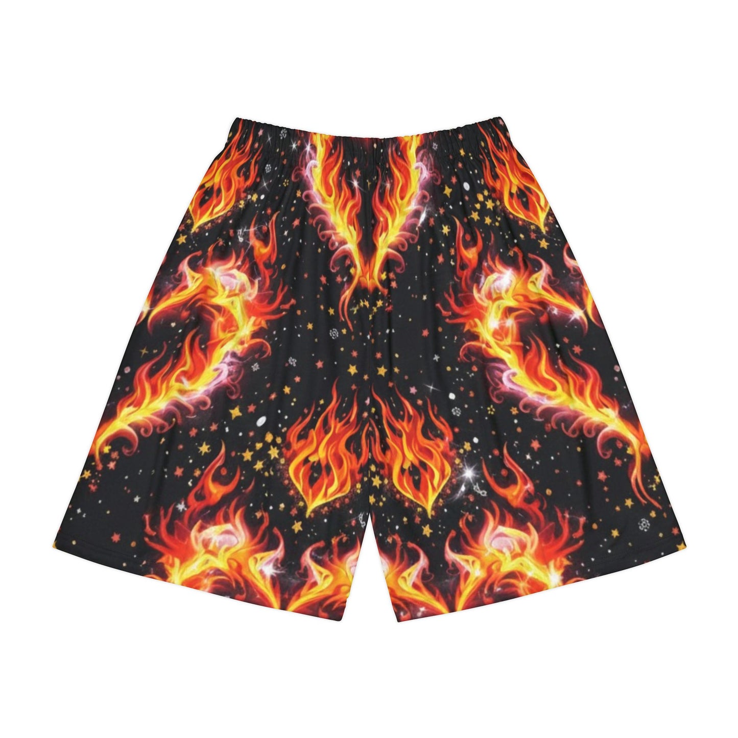 Lit Ghirly Collection - Heart of Flame Print Shorts — Men’s Athletic Basketball Shorts