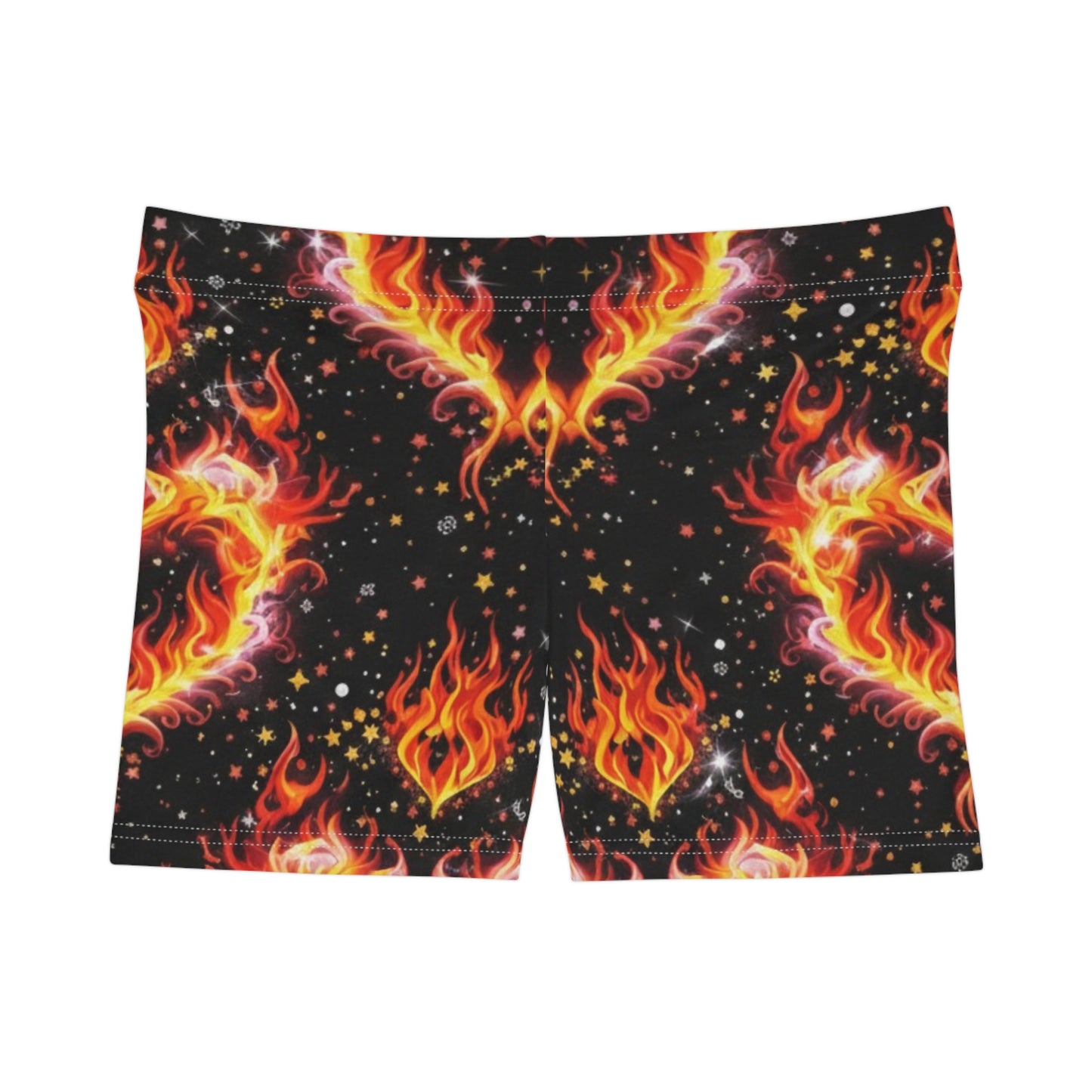 Lit Ghirly Collection - Heart of Flame Print Women's Shorts — Bold Fiery Activewear