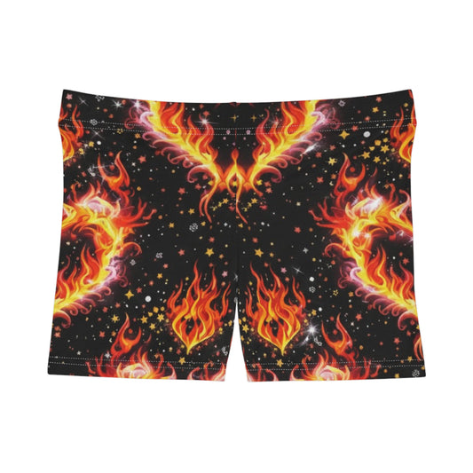 Lit Ghirly Collection - Heart of Flame Print Women's Shorts — Bold Fiery Activewear