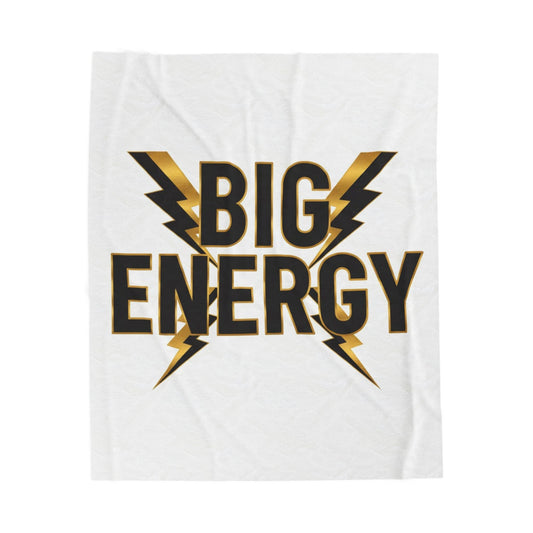 Big Energy Velvet Plush Blanket — Gold Lightning Cozy Throw for Gifts & Home