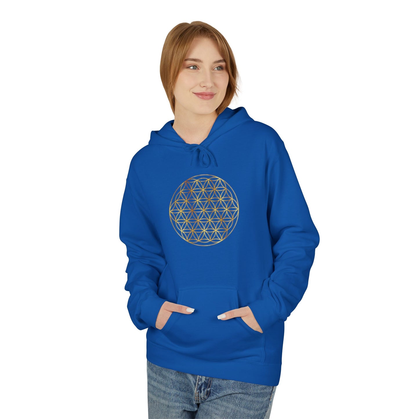 Big Energy Hoodie — Golden Flower of Life Spiritual Graphic Sweatshirt