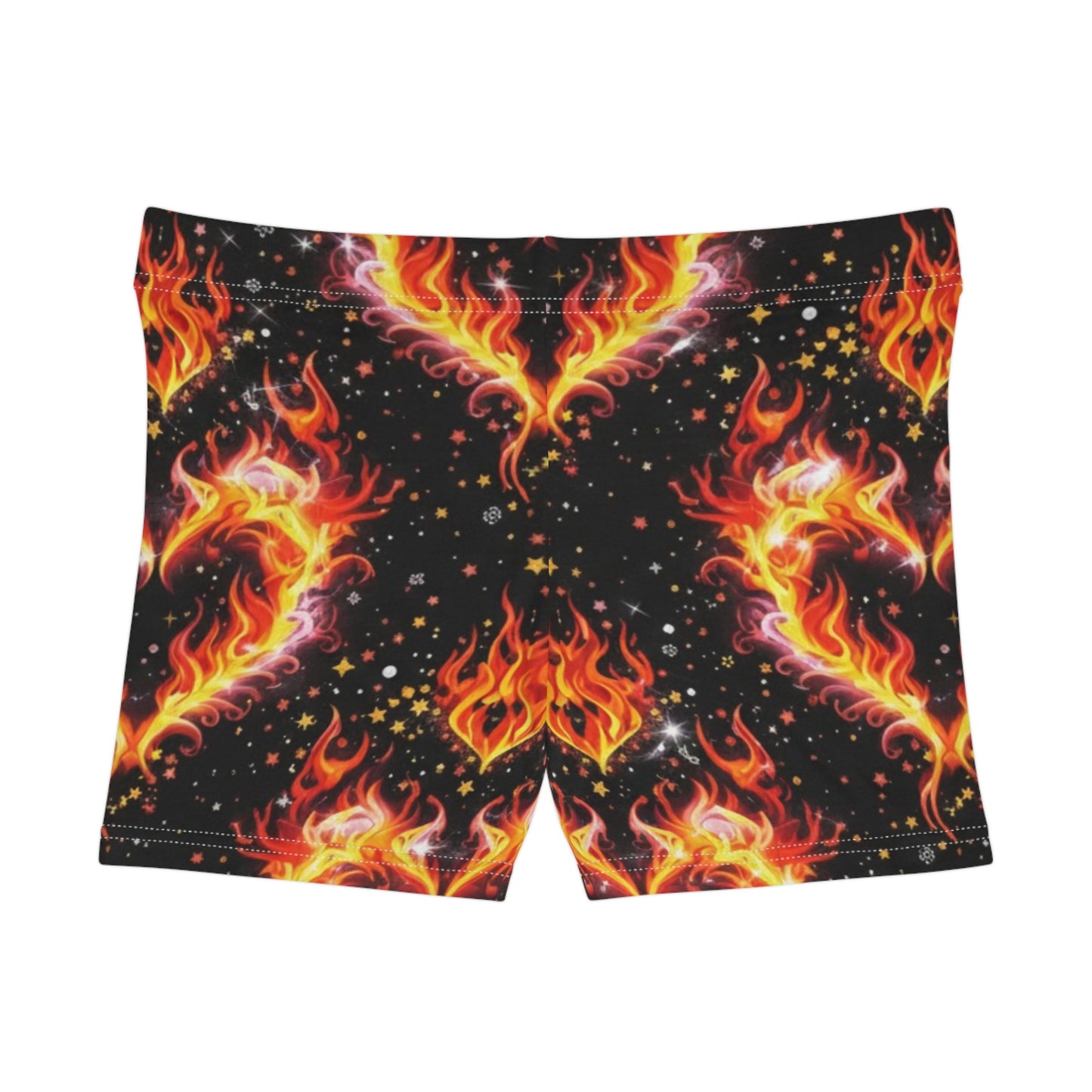 Lit Ghirly Collection - Heart of Flame Print Women's Shorts — Bold Fiery Activewear
