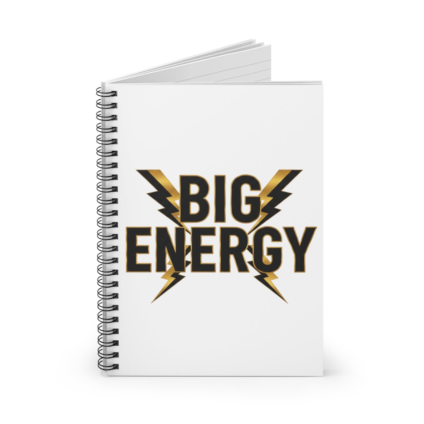 Big Energy Spiral Notebook — Gold Lightning Ruled Journal