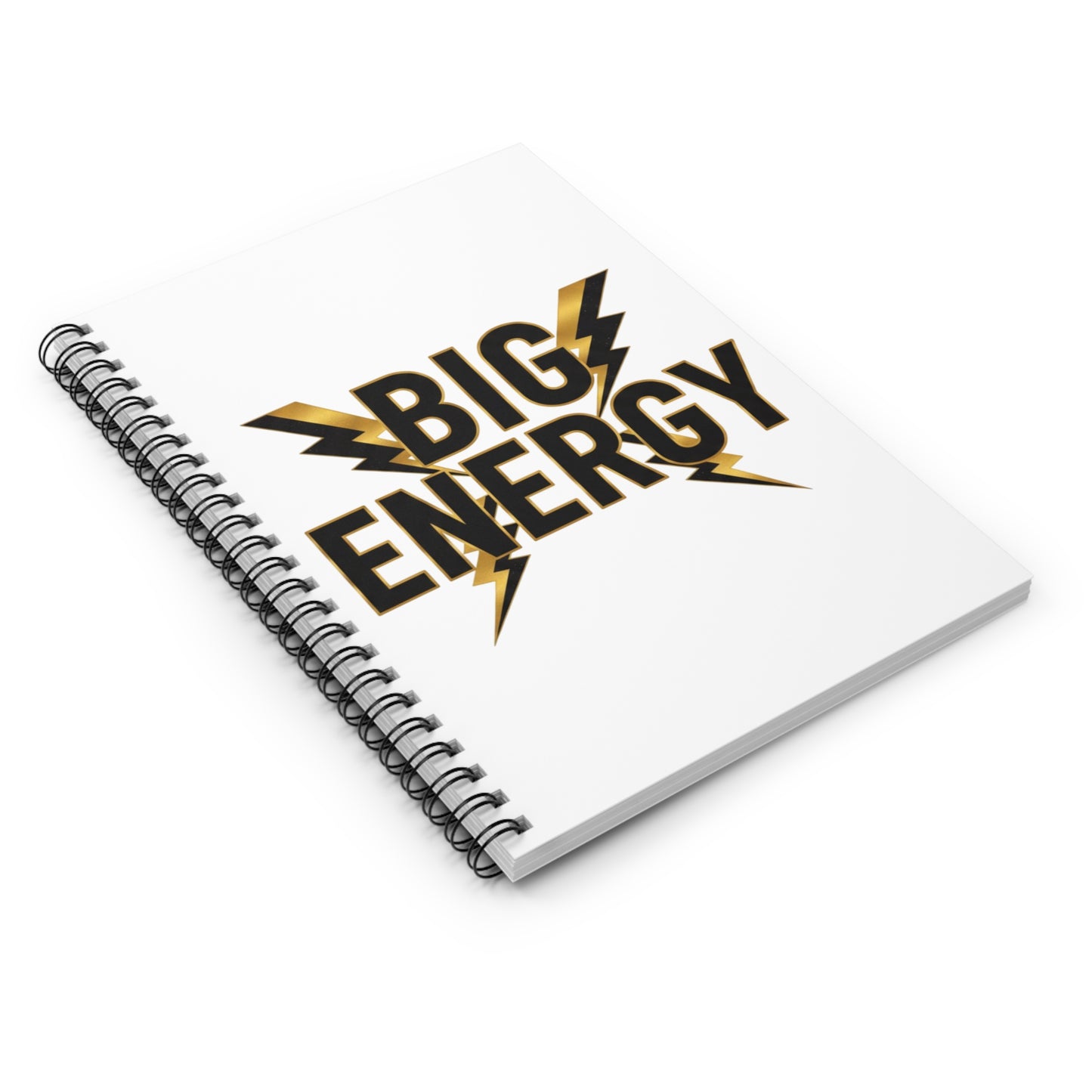 Big Energy Spiral Notebook — Gold Lightning Ruled Journal
