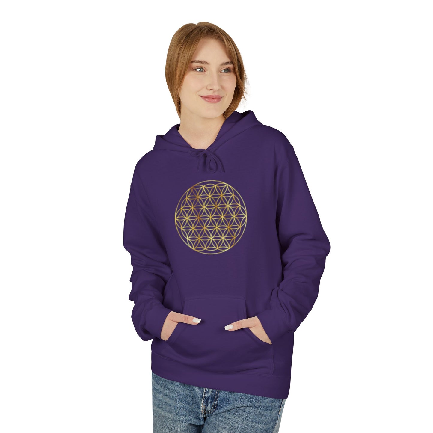 Big Energy Hoodie — Golden Flower of Life Spiritual Graphic Sweatshirt