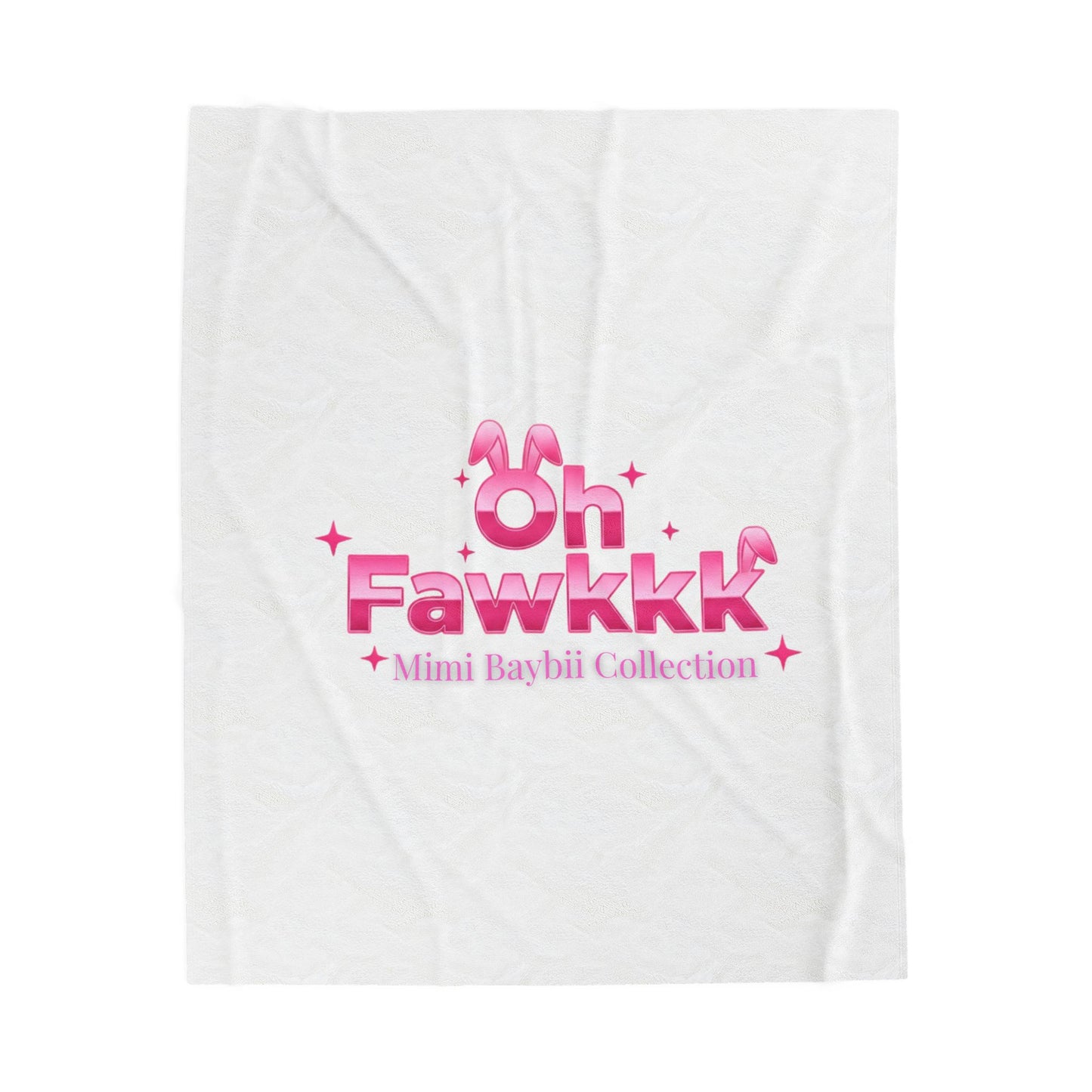 MiMi Baybii Collection - Pink & White Plush Blanket — "Oh Fawkkk" Edition Velvet Throw