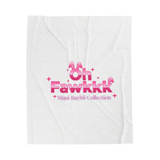 MiMi Baybii Collection - Pink & White Plush Blanket — "Oh Fawkkk" Edition Velvet Throw