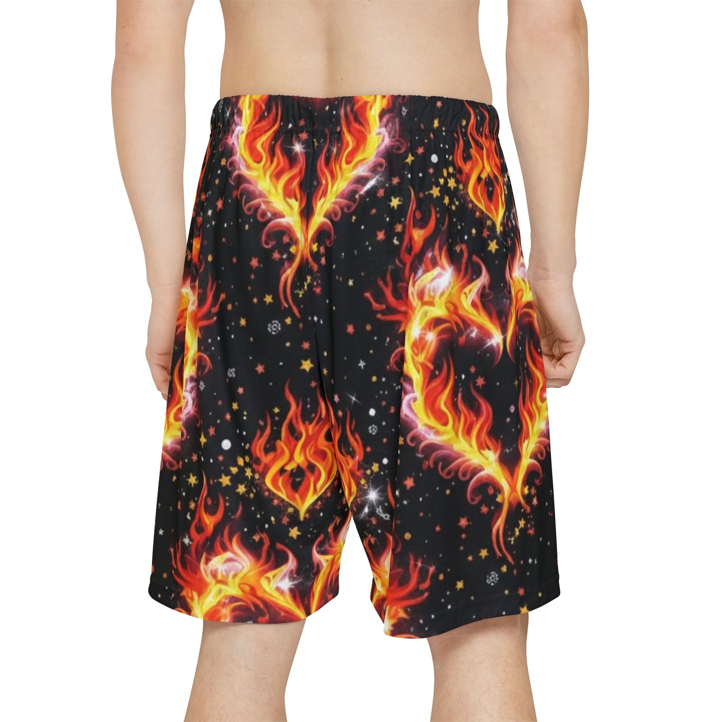 Lit Ghirly Collection - Heart of Flame Print Shorts — Men’s Athletic Basketball Shorts