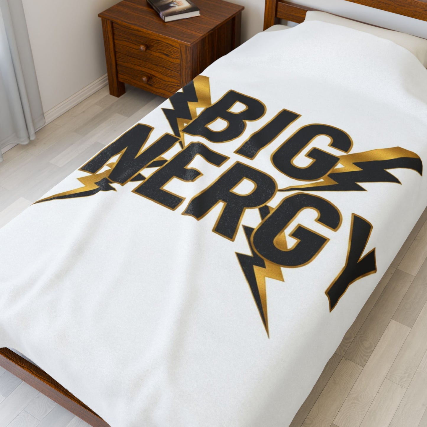 Big Energy Velvet Plush Blanket — Gold Lightning Cozy Throw for Gifts & Home