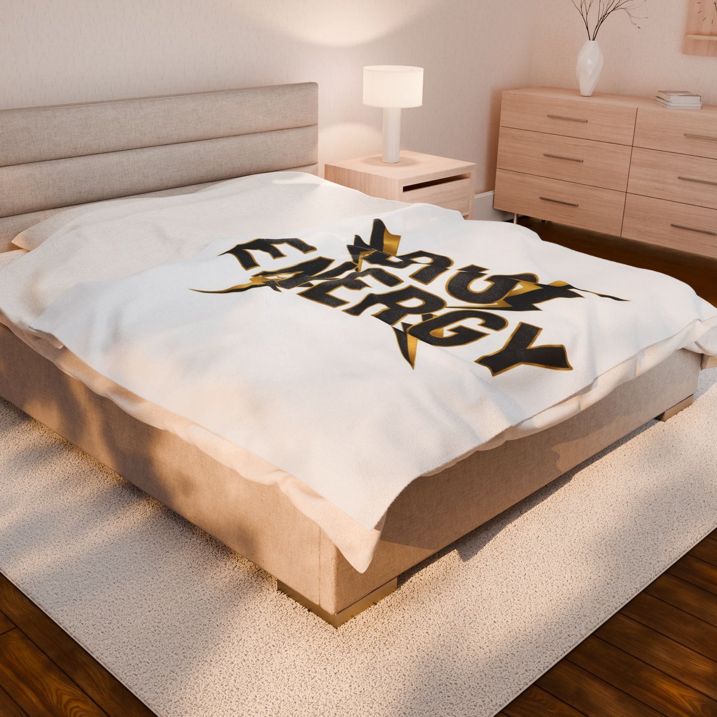 Big Energy Velvet Plush Blanket — Gold Lightning Cozy Throw for Gifts & Home