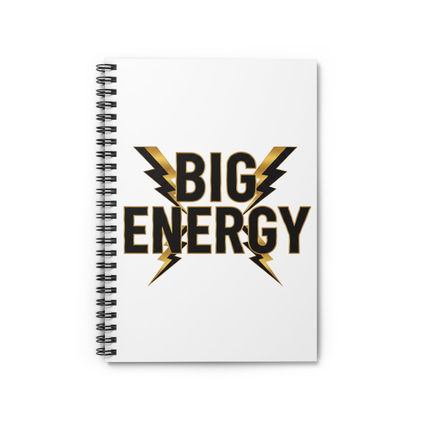 Big Energy Spiral Notebook — Gold Lightning Ruled Journal