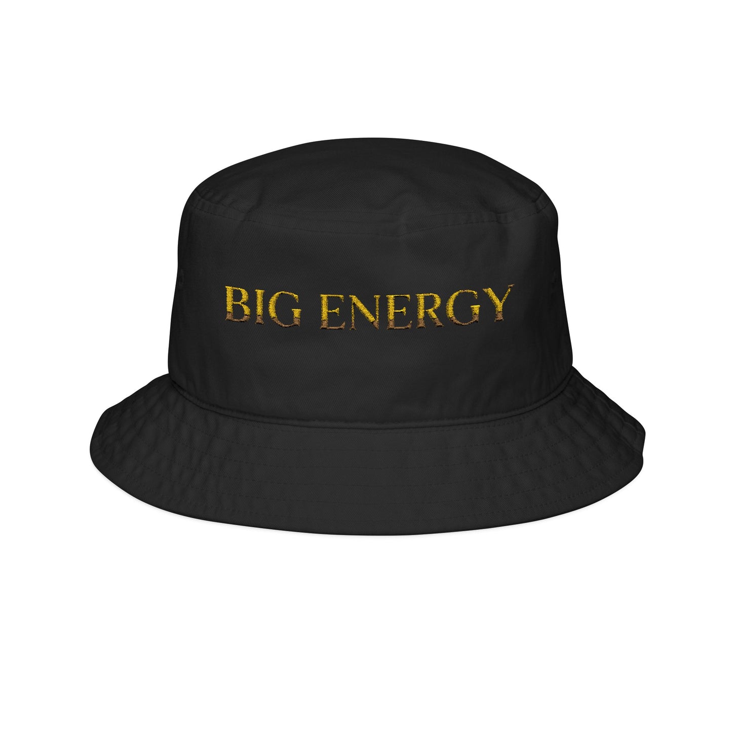 Big Energy Embroidered Bucket Hat — White Gold Lettering
