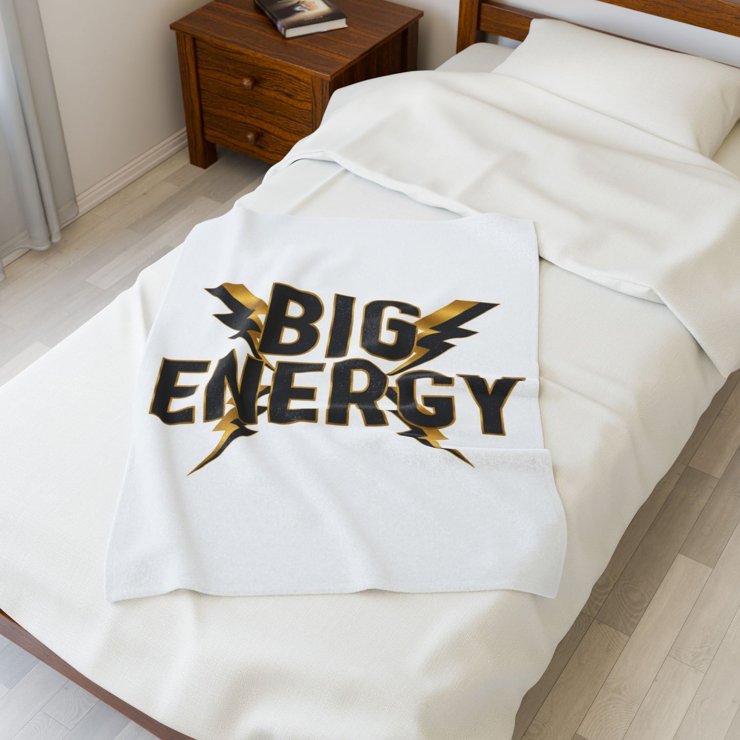 Big Energy Velvet Plush Blanket — Gold Lightning Cozy Throw for Gifts & Home