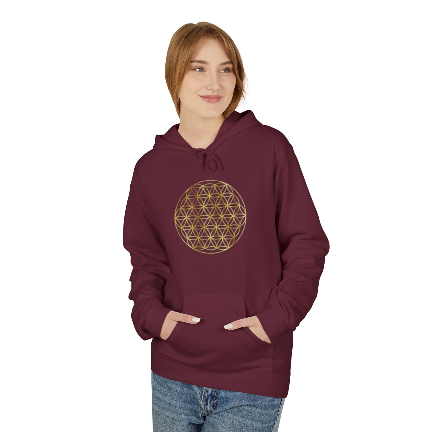 Big Energy Hoodie — Golden Flower of Life Spiritual Graphic Sweatshirt